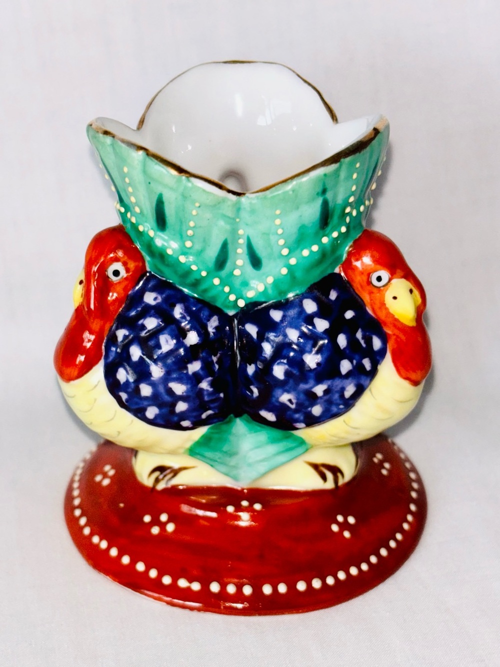 Vintage MIJ 3 Turkey Satsuma Moriage Sample Egg Cup Vase Toothpick Holder Japan
